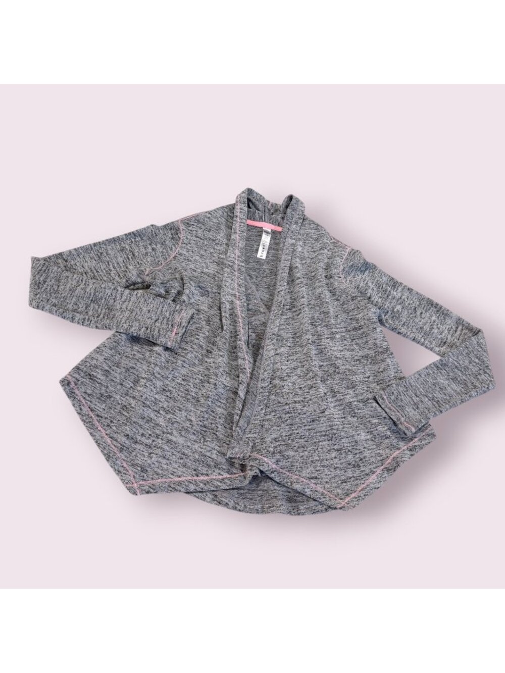 90 Degree by Reflex Girls Gray Open Front Cardigan Sweater Active